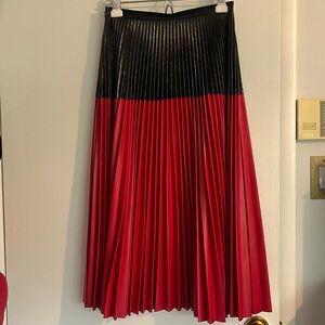 Delfi Collective Pleated faux leather red and black maxi skirt